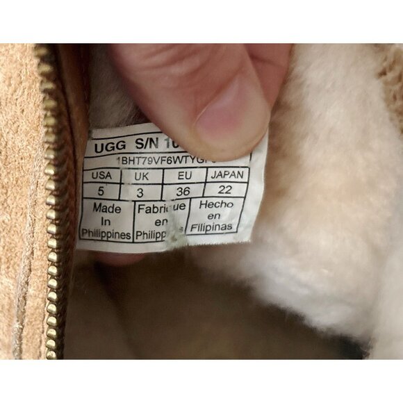 UGG Womens Size 5 Classic Mini Double Zip Chestnut Suede Shearling Boots Shoes - Picture 10 of 11